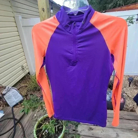 NIKE Pro dri-fit fitted 1/4 zip Pullover Purple / Orange Size Small - Picture 1 of 10
